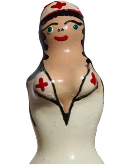 CONDOMERIE - PRÉSERVATIFS FANTAISIE PEINTS À LA MAIN INFIRMIÈRE BLONDE