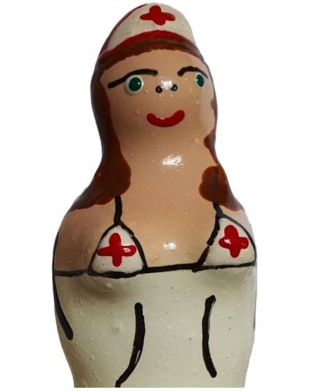 CONDOMERIE - PRÉSERVATIFS FANTAISIE PEINTS À LA MAIN INFIRMIÈRE BRUNE