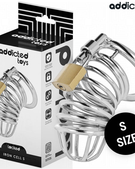 ADDICTED TOYS LOCKED - CAGE À PÉNIS EN MÉTAL IRON CELL 4 CM TAILLE S