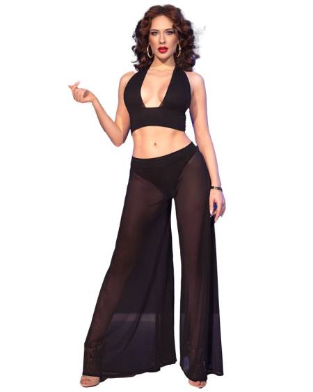 CHILIROSE - CR  4857 SET TOP Y PANTALONES NEGRO TALLA S