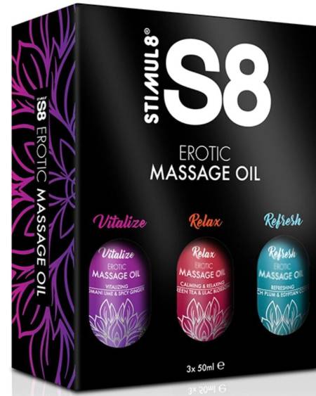 STIMUL8 - S8 HUILE DE MASSAGE COFFRET 3 X 50 ML