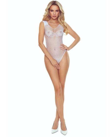 PASSION - BS109 BODYSTOCKING PAPILLON BLANC