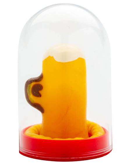 CONDOMERIE - PRÉSERVATIFS FANTAISIE PEINTS À LA MAIN VERRE DE BIÈRE