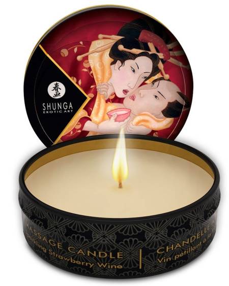 SHUNGA - MINI CARESSE AUX CHANDELLES FRAISES ET BOUGIE DE MASSAGE CAVA 30 ML