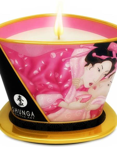 SHUNGA - MINI CARESSE À LA CHANDELLE BOUGIE DE MASSAGE ROSES APHRODISIAQUES 170 ML