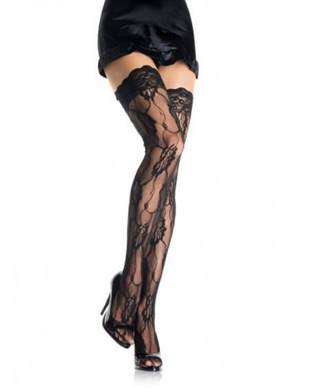 LEG AVENUE -BAS EN DENTELLE ROMANTIQUE FLEURIE