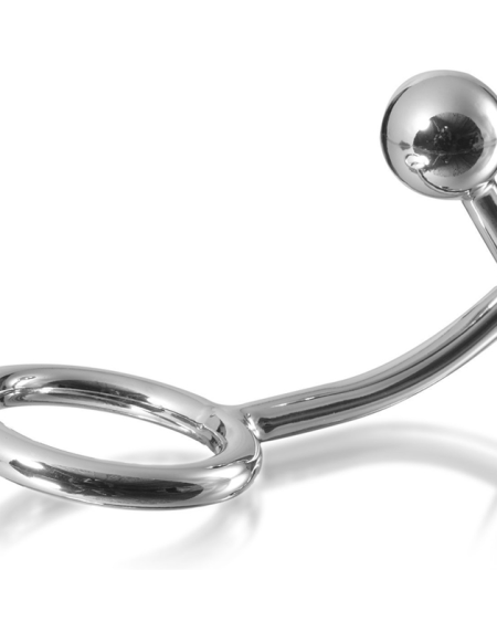 METAL HARD - ANNEAU COCK RING AVEC CROCHET INTRUS ANAL 40MM