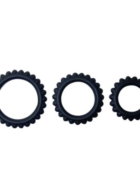 BAILE - TITAN SET 3 PCS COCK RING NOIR 2.8 + 2.4 + 1.9 CM