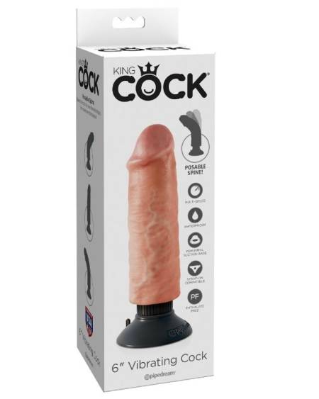 KING COCK - GODE VIBRATEUR 15.24 CM NATUREL