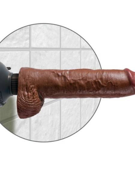 KING COCK - GODE VIBRATEUR AVEC TESTICULES 25.5 CM COULEUR MARRON
