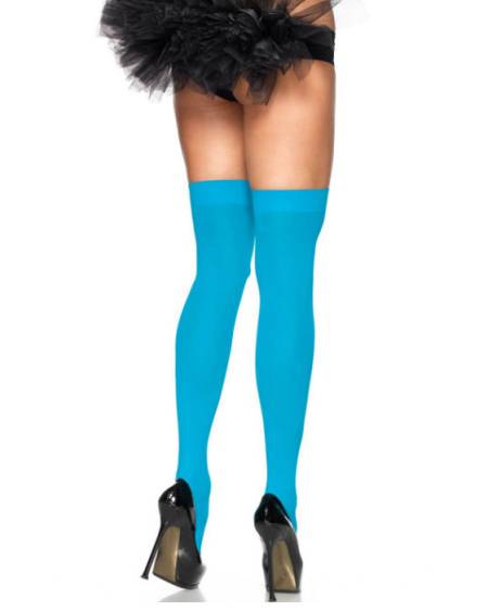 LEG AVENUE - CUISSES HAUTES EN NYLON BLEU