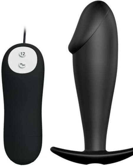 PRETTY LOVE - PLUG ANAL EN SILICONE FORME PÉNIS ET 12 MODES DE VIBRATION NOIR