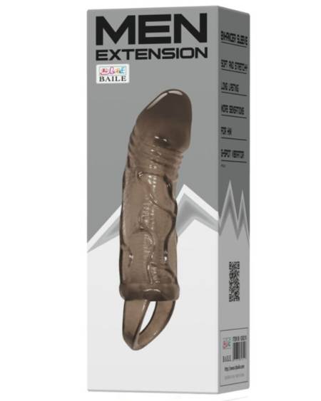 BAILE - HOUSSE DEXTENSION DE PÉNIS AVEC SANGLE POUR TESTICULES NOIR 13.5 CM