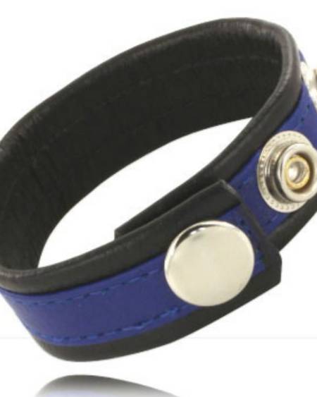 LEATHER BODY - SANGLE EN CUIR RÉGLABLE POUR PÉNIS BLEU-NOIR