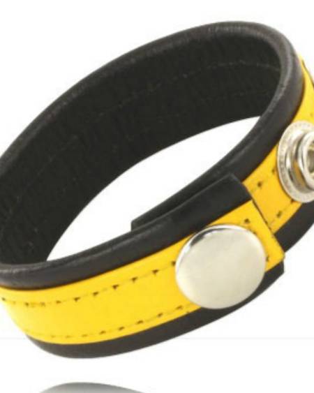 LEATHER BODY - SANGLE EN CUIR RÉGLABLE PÉNIS JAUNE-NOIR