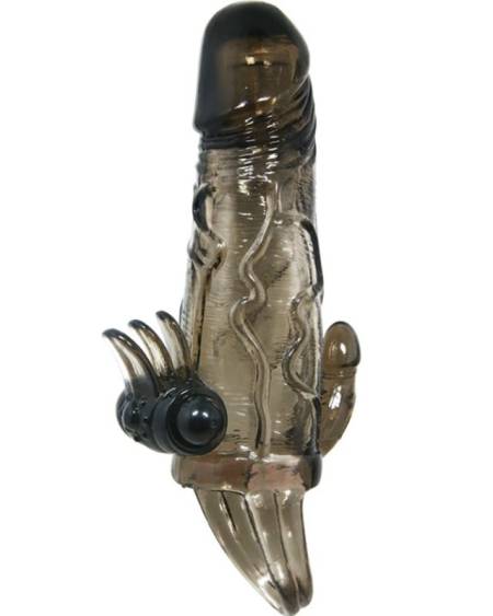 BAILE - COUVRE-PÉNIS BRAVE MAN AVEC STIMULATION CLITO ET ANAL DOUBLE BULLET NOIR 16.5 CM