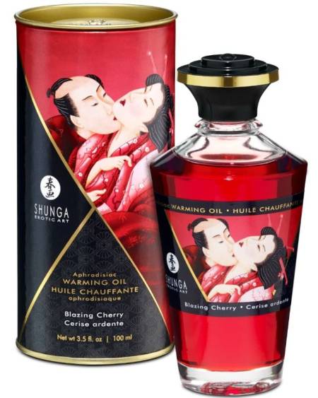 SHUNGA - HUILE DE MASSAGE EFFET CHALEUR SAVEUR INTENSE DE CERISE 100 ML