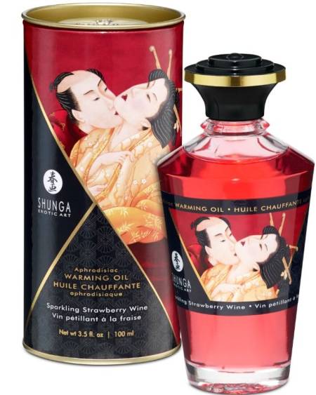 SHUNGA - HUILE DE MASSAGE EFFET CHALEUR FRAISES ET CAVA 100 ML