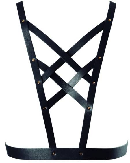 BIJOUX - INDISCRETS MAZE HARNAIS CROISÉ AVEC COLLIER NOIR