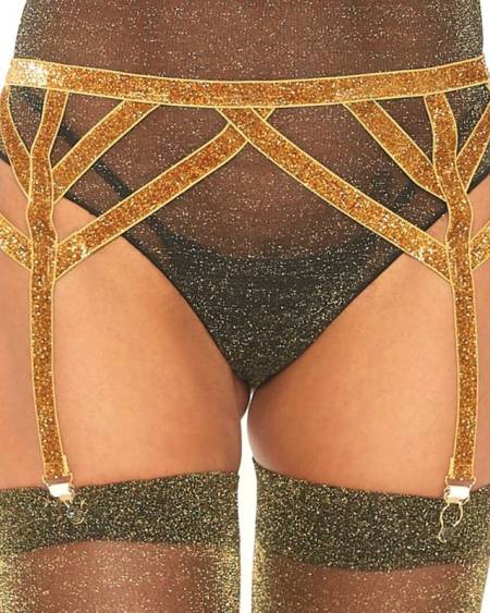 LEG AVENUE - PORTE-JARRETELLES ÉLASTIQUE LUREX TAILLE UNIQUE