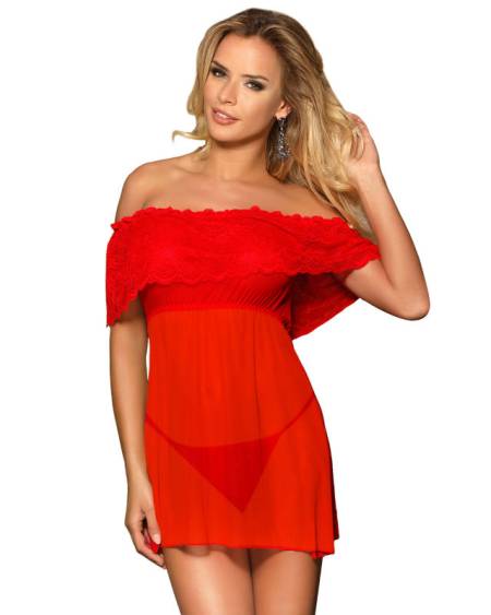 SUBBLIME DRESSES - VESTIDO CORTO + TANGA ROJO L/XL