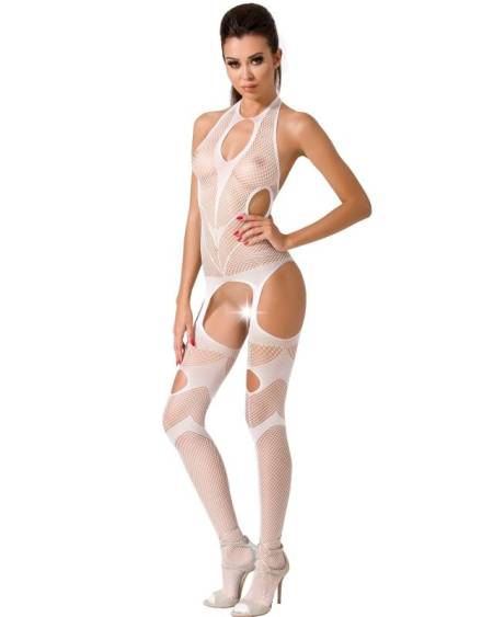 PASSION - FEMME BS053 BODYSTOCKING BLANC TAILLE UNIQUE