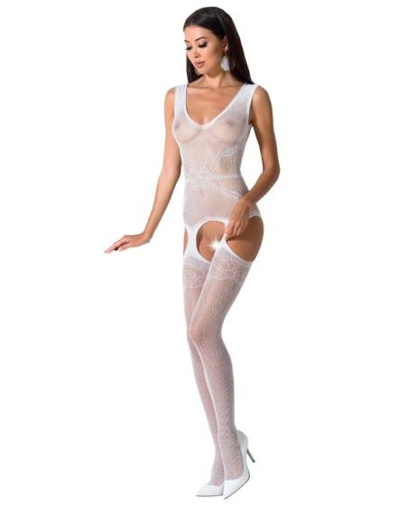PASSION - FEMME BS062 BODYSTOCKING BLANC TAILLE UNIQUE