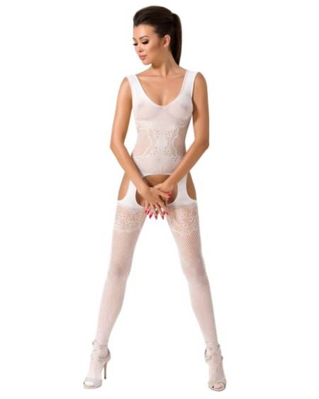 PASSION - FEMME BS046 BODYSTOCKING BLANC TAILLE UNIQUE