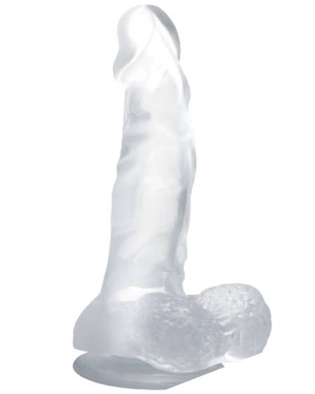 BAILE - GODE RÉALISTE AVEC VENTOUSE ET TESTICULES 16.7 CM TRANSPARENT