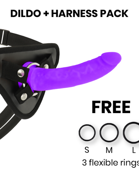 DELTA CLUB - TOYS HARNAIS + DONG SILICONE VIOLET 17 CM -O- 3 CM