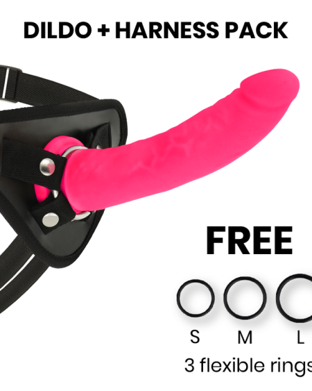 DELTA CLUB - TOYS HARNAIS + DONG SILICONE ROSE 20 CM -O- 4 CM