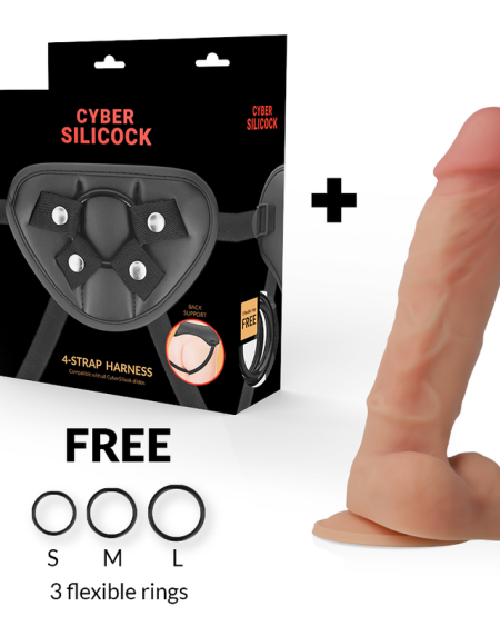 CYBER SILICOCK - STRAP-ON LIQUIDE SILICONE OLIVER AVEC 3 ANNEAUX GRATUITS 19 CM -O- 3.9 CM